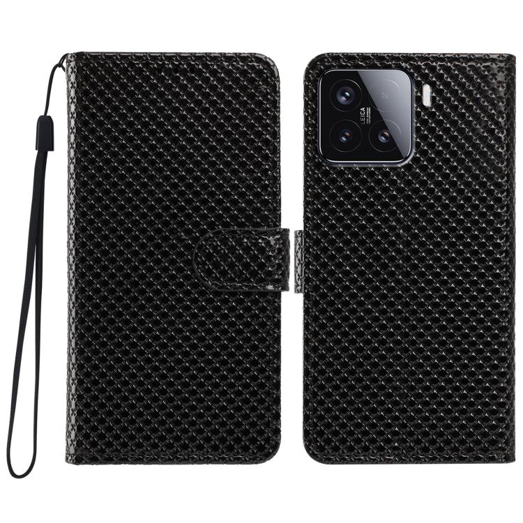 Mirrored Buckle Vegan Leather Phone Case with Small Black Cord, For Xiaomi 15 Pro, For Xiaomi 15