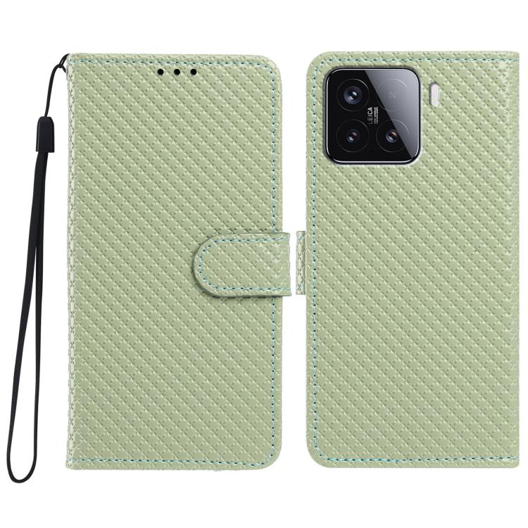Mirrored Buckle Vegan Leather Phone Case with Small Black Cord, For Xiaomi 15 Pro, For Xiaomi 15