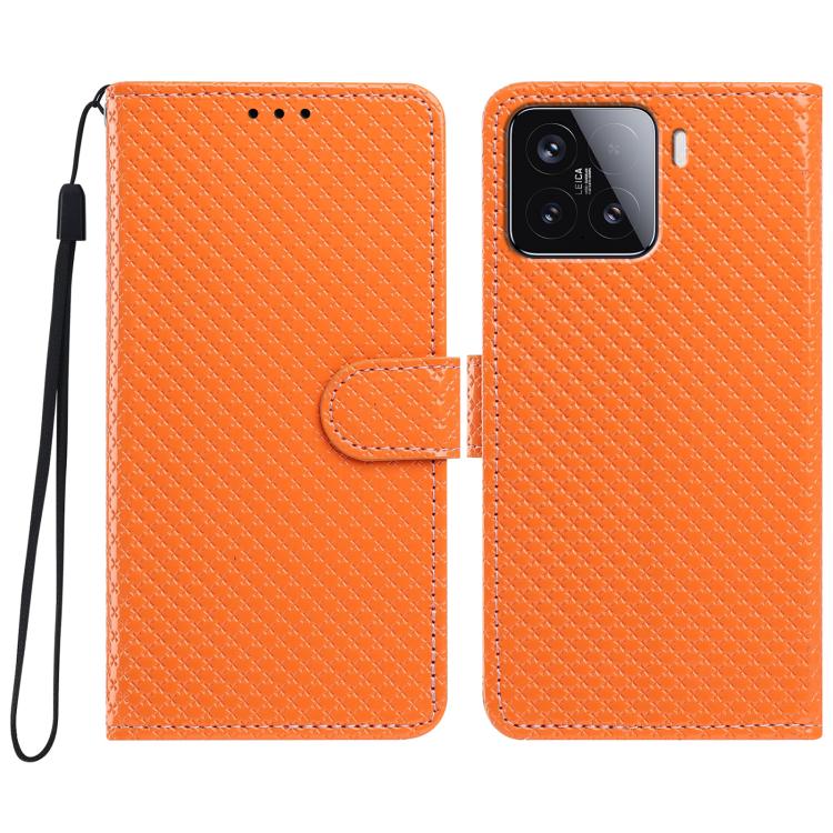 Mirrored Buckle Vegan Leather Phone Case with Small Black Cord, For Xiaomi 15 Pro, For Xiaomi 15