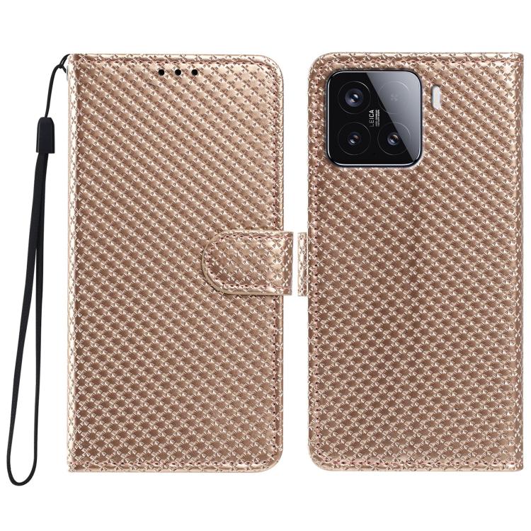 Mirrored Buckle Vegan Leather Phone Case with Small Black Cord, For Xiaomi 15 Pro, For Xiaomi 15