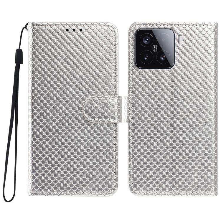 Mirrored Buckle Vegan Leather Phone Case with Small Black Cord, For Xiaomi 15 Pro, For Xiaomi 15