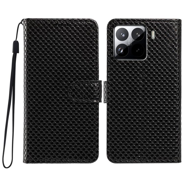 Mirrored Buckle Vegan Leather Phone Case with Small Black Cord, For Xiaomi 15 Pro, For Xiaomi 15