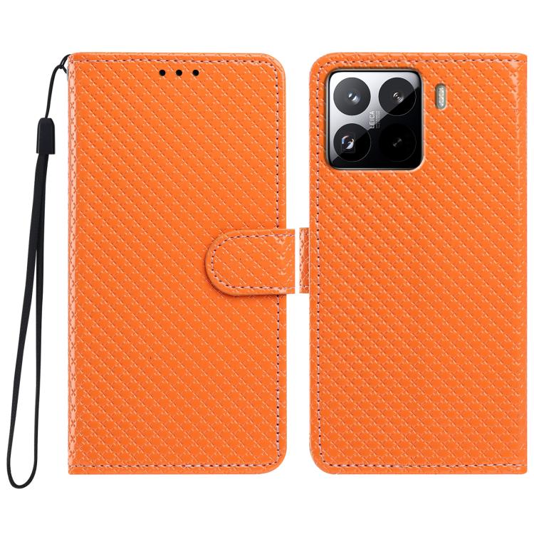 Mirrored Buckle Vegan Leather Phone Case with Small Black Cord, For Xiaomi 15 Pro, For Xiaomi 15