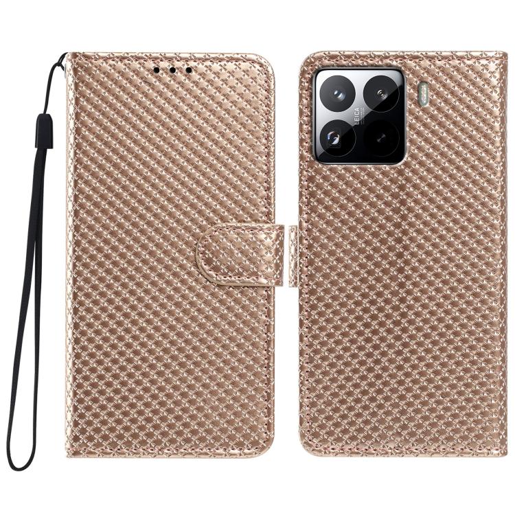 Mirrored Buckle Vegan Leather Phone Case with Small Black Cord, For Xiaomi 15 Pro, For Xiaomi 15