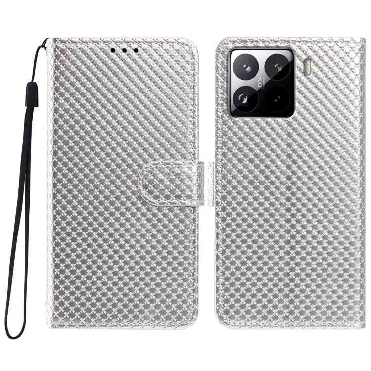 Mirrored Buckle Vegan Leather Phone Case with Small Black Cord, For Xiaomi 15 Pro, For Xiaomi 15