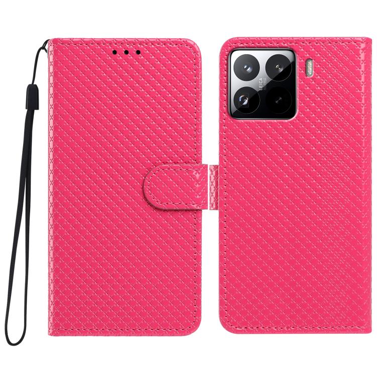 Mirrored Buckle Vegan Leather Phone Case with Small Black Cord, For Xiaomi 15T Pro 5G, For Xiaomi 15T 5G, For Xiaomi 15S Pro, For Xiaomi 15 Ultra