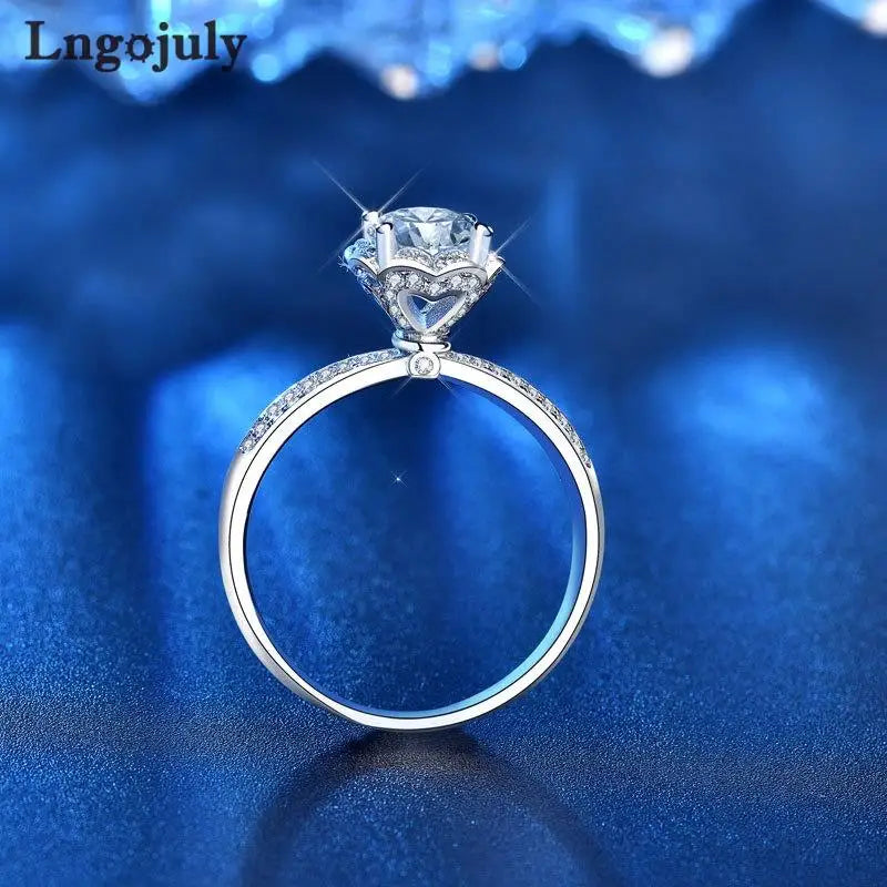 Hemasa Pure 925 Sterling Silver Women Ring 1 Carat Moissanite Ring For Women Luxury Engagement Party Wedding Ring Silver 925 Jewelry