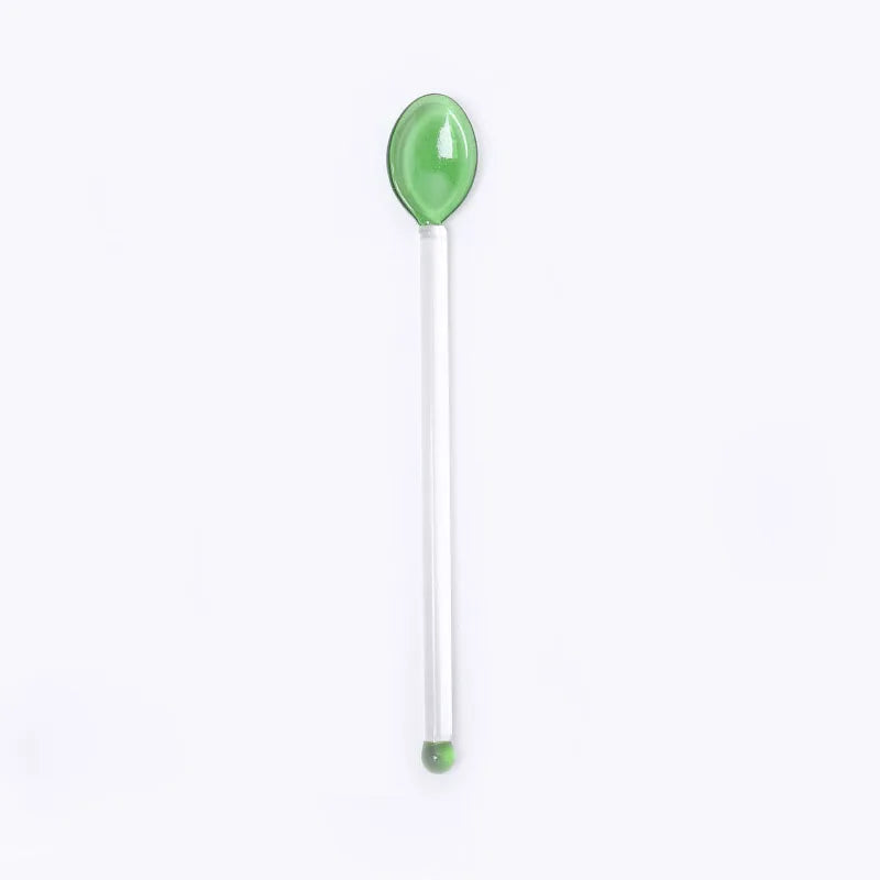 1pc Glass Dinnerware Spoon Tea Dessert Coffee Ice Cream Accessories Bar Tools New Long Handle Kitchen Accessories New