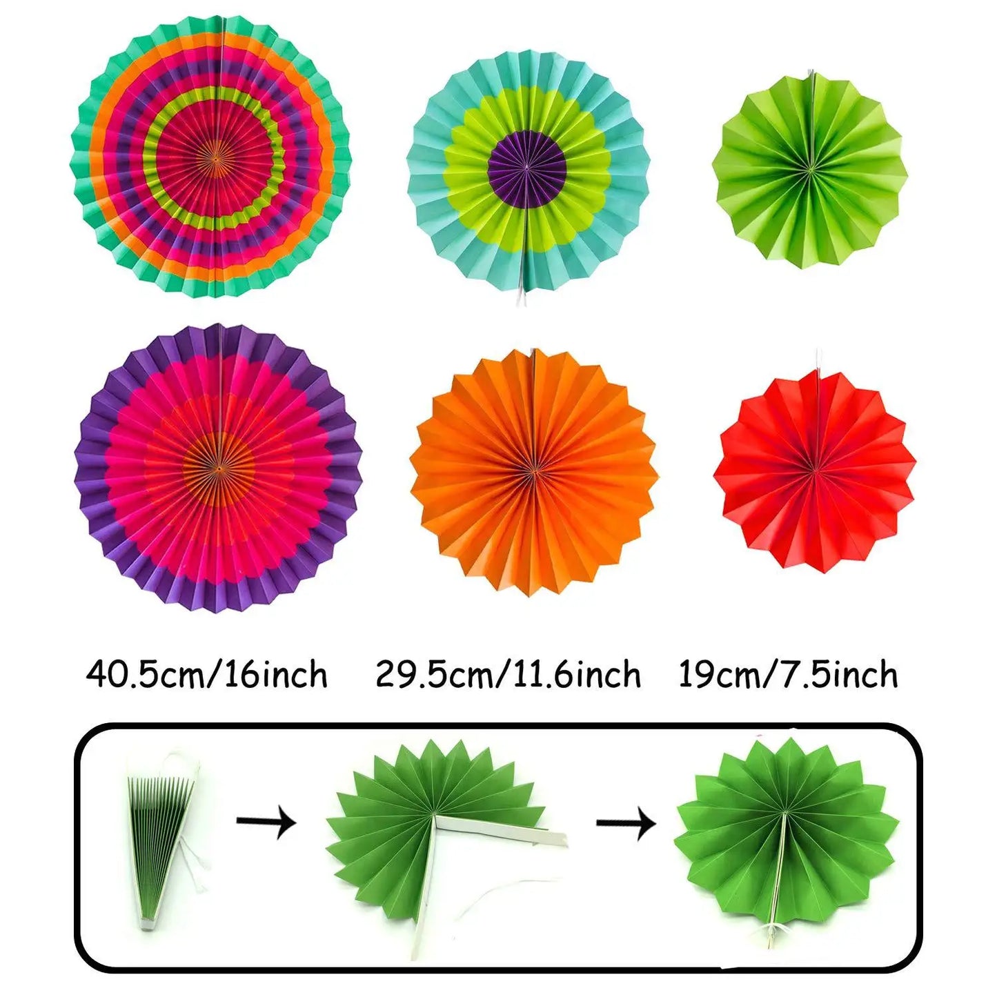 Hemasa 21 pcs Paper Fans Bunting Flags Pom Poms Flowers Garland For Ramadan Decoration Wedding Baby Shower Birthday Party Room Decor