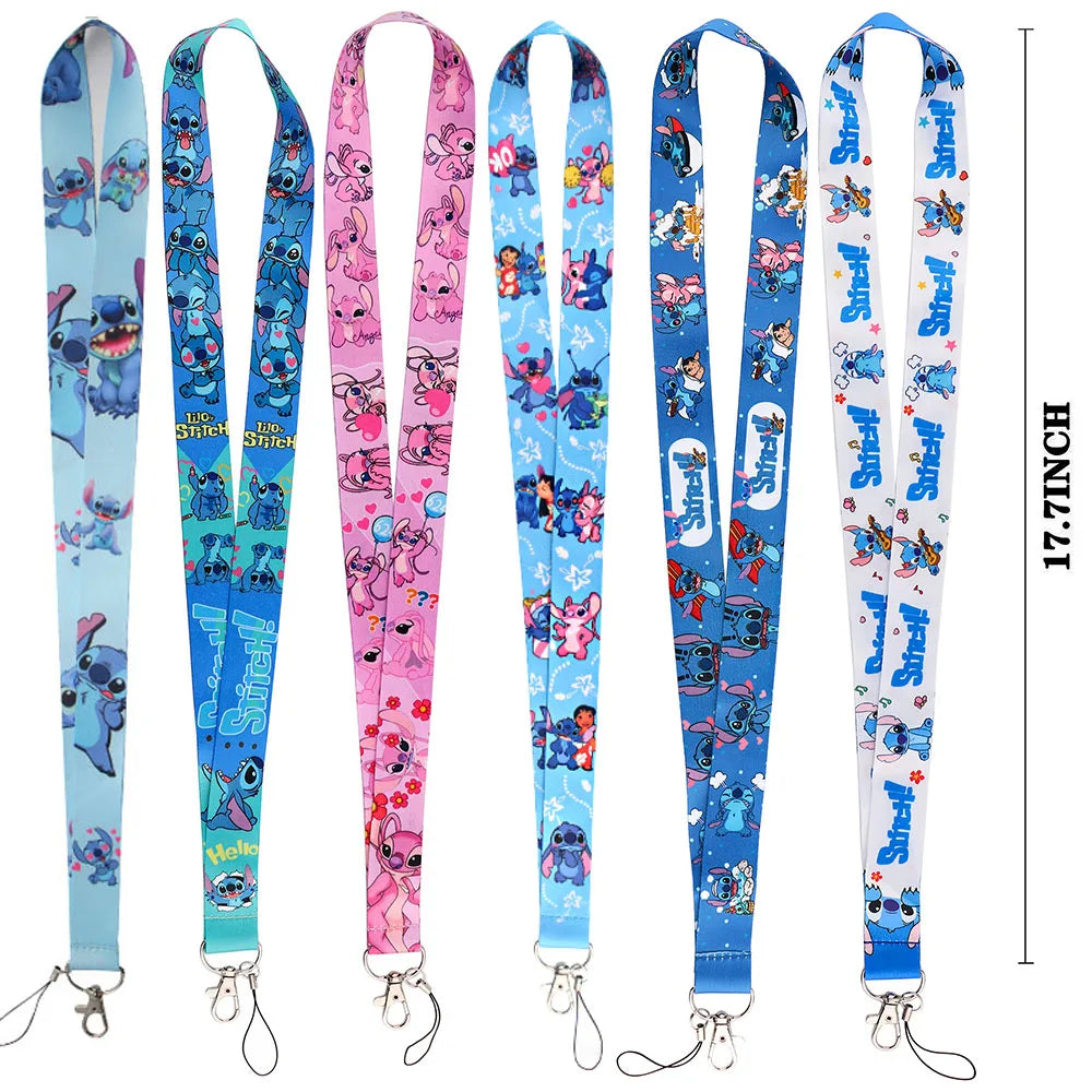 YQ774 Stitch and Pink Angel Lanyard Phone Strap for Keys ID Badge Holder Neck Strap Key Chains Cord Hang Rope Lariat Gift
