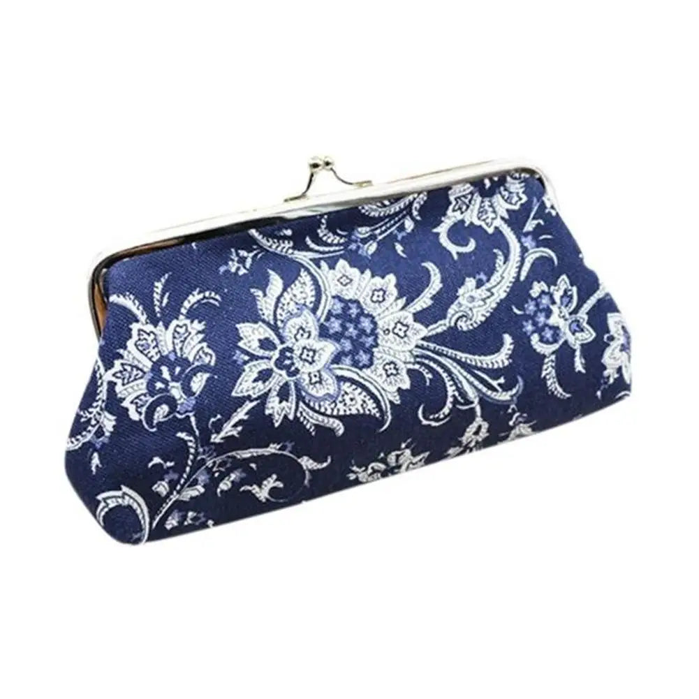 Hemasa  Wallet Ethnic Printed Long Buckles Canvas Wallet ID Card Keys Purse Clutches Bag Girls Coin Purse Makeup Brush Holder