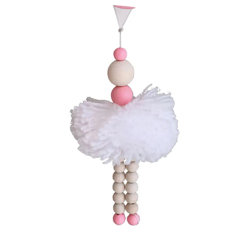 Ballet Dancer Hanging Decoration Nursery Baby Tent Ornament Wooden Beads Girl Room Decor Nordic Photography Props