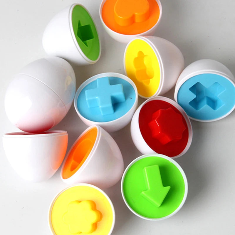 Hemasa 6pcs Montessori Smart Eggs 3D Puzzle Toys for Children Learning Educational Math Toy Kids Color Shape Recognize Match Easter Egg