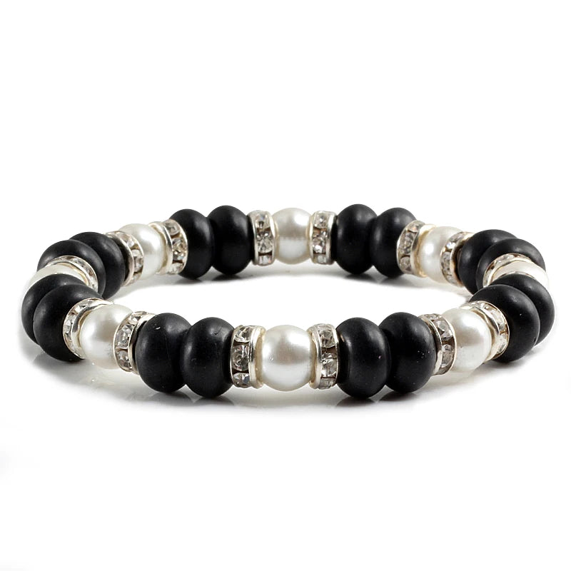 Multicolors Charm Women Beads Bracelets White Crystal Natural Stone Stretch Bracelet Pearl Yoga Jewelry Friendship Gift pulseira
