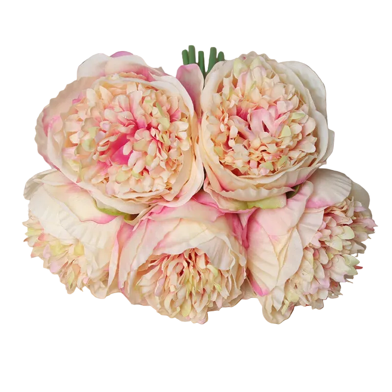 Tejesa 5 Big Heads 11cm Diameter Rose Pink Peony Artificial Flowers Bouquet Fake Flower for Home Bride Wedding Decoration Marriage Decor