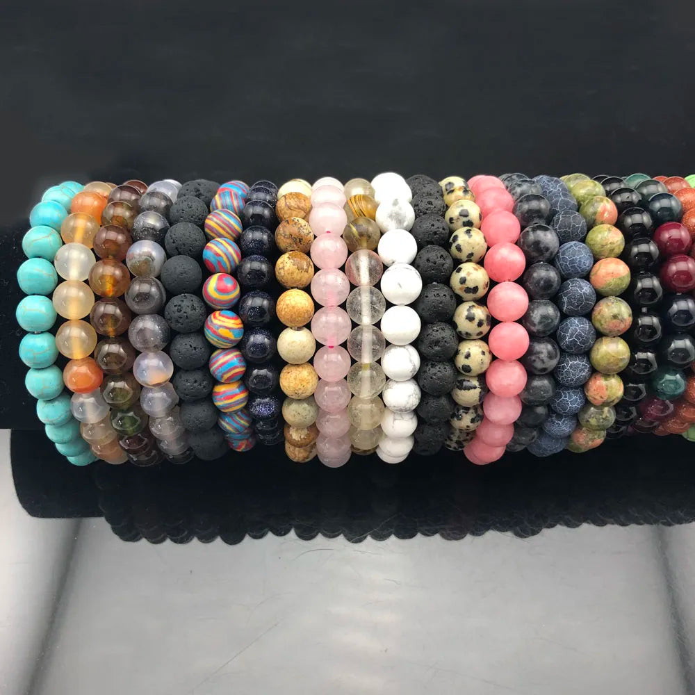 Hemasa 8mm Lava Natural Stone Beads  Stretchable Bracelet