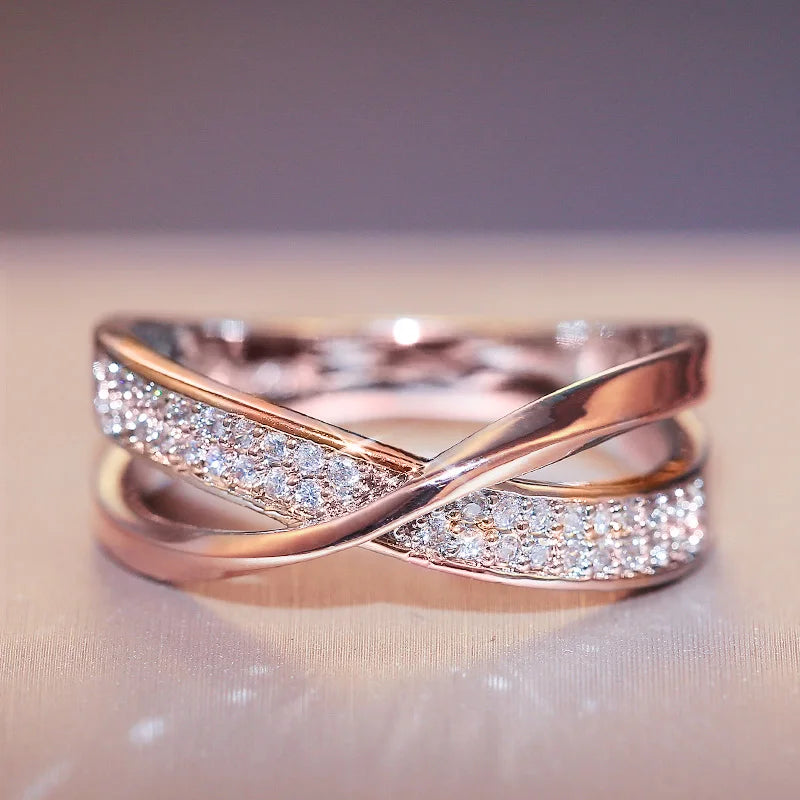 Huitan Delicate Simple Cross Female Ring Love Jewelry Valentines Anniversary Gift Suit Various Occasions Fashion Women Jewelry