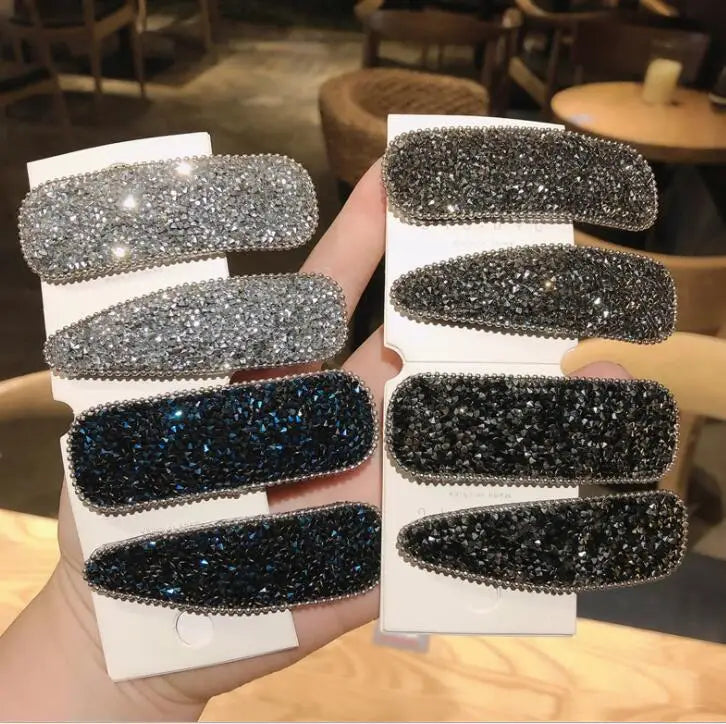 Hemasa 4Pcs Large snap hair clip For Women /Large Barrettes Shiny Hairpins Hairgrips Gold Black Clips For Hair Jewelry Hair Accesories