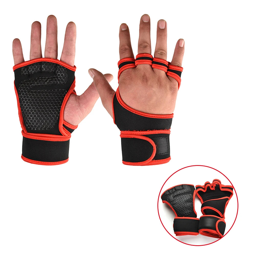 He,Asa 1 Pairs Weightlifting Training Gloves for Men Women Fitness Sports Body Building Gymnastics Gym Hand Wrist Palm Protector Gloves