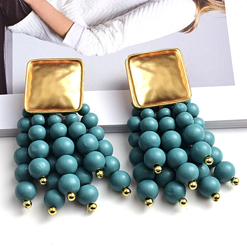 Hemasa  Wooden Drop Dangle Earrings Wedding Jewelry For Women brincos