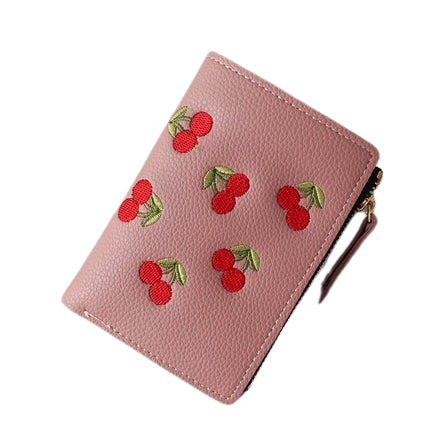 Hemasa New Cherry Fruit  Embroidery Women Purse Wallets Fashion Simple Students Wallet Small PU Leather Wallet Mini Card Holder Bags
