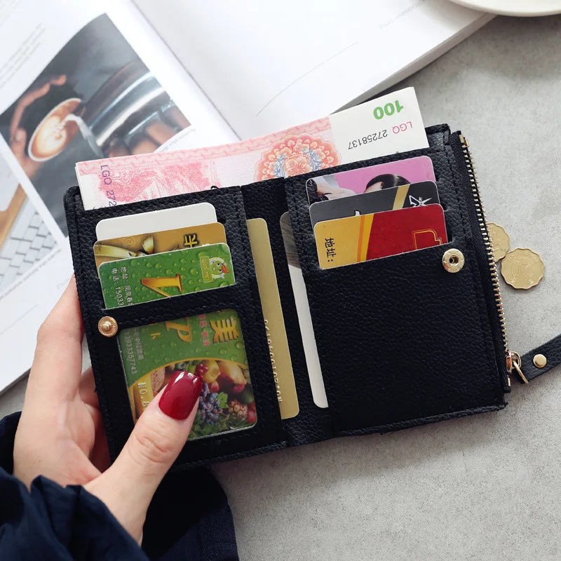Hemasa New Cherry Fruit  Embroidery Women Purse Wallets Fashion Simple Students Wallet Small PU Leather Wallet Mini Card Holder Bags
