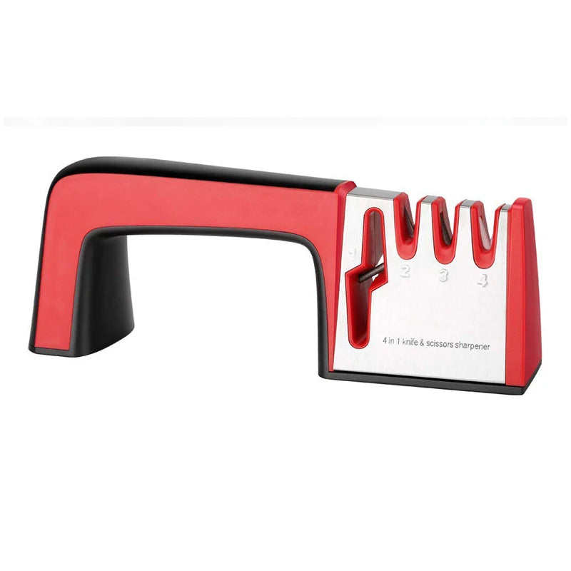 Tejesa 4 In1 Knife Sharpener Diamond Coated Fine Ceramic Kitchen Knife Shears Scissors Sharpening Stone With Non-Slip Base Kitchen Tool
