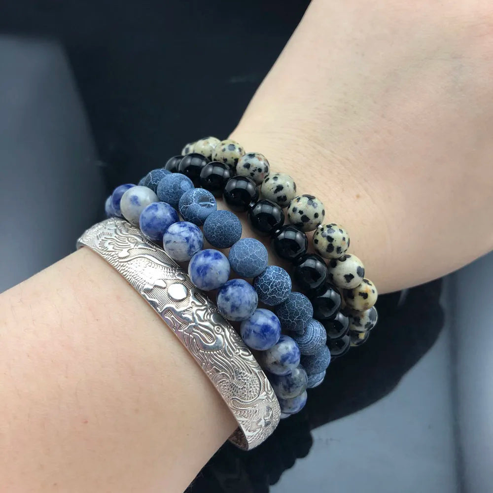 Hemasa 8mm Lava Natural Stone Beads  Stretchable Bracelet