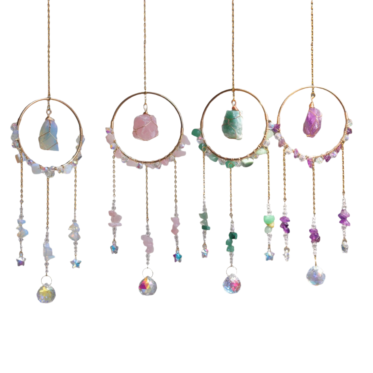 Hemasa   Natural  crystal sun catcher   with gemstones crystal crafts wind chime
