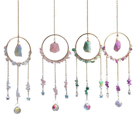 Hemasa   Natural  crystal sun catcher   with gemstones crystal crafts wind chime