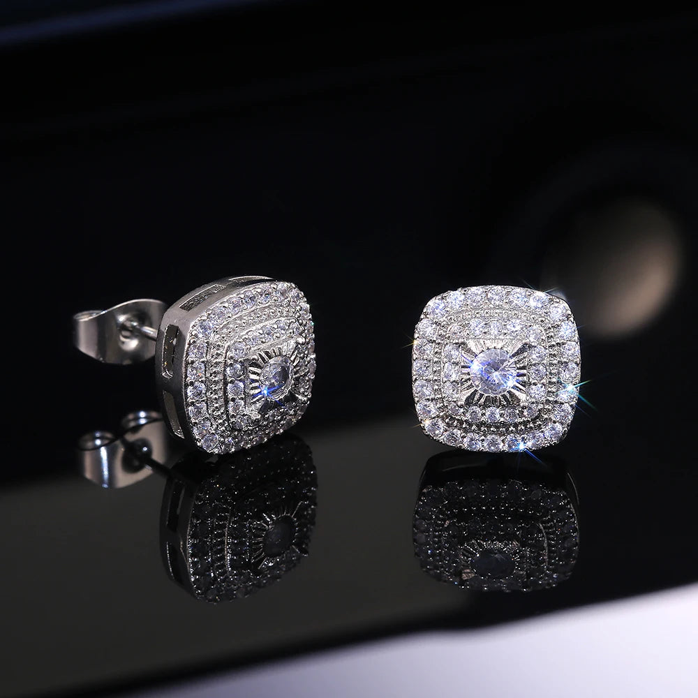 Tejesa  Crystal Zircon Women Stud Earrings/ Silver Color Shiny ear rings