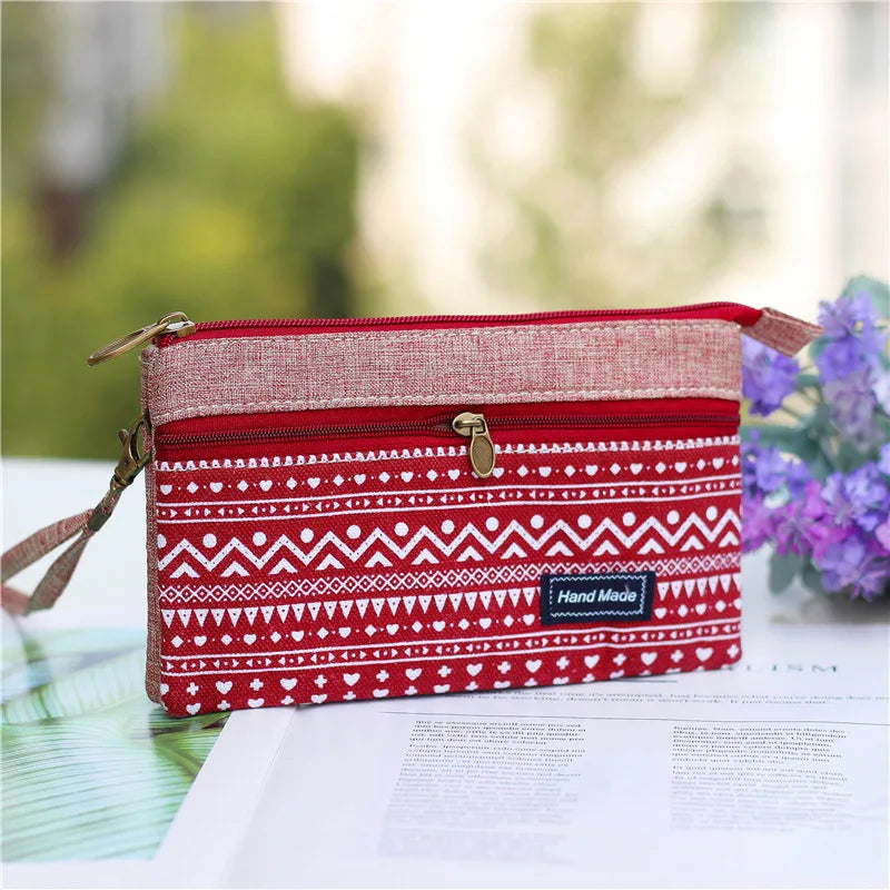 Women's Cotton Long Organizer Wallet Ladies Coin Purse Female Clutch Small Phone Pouch Money Bag for Children Kids Girls 2022