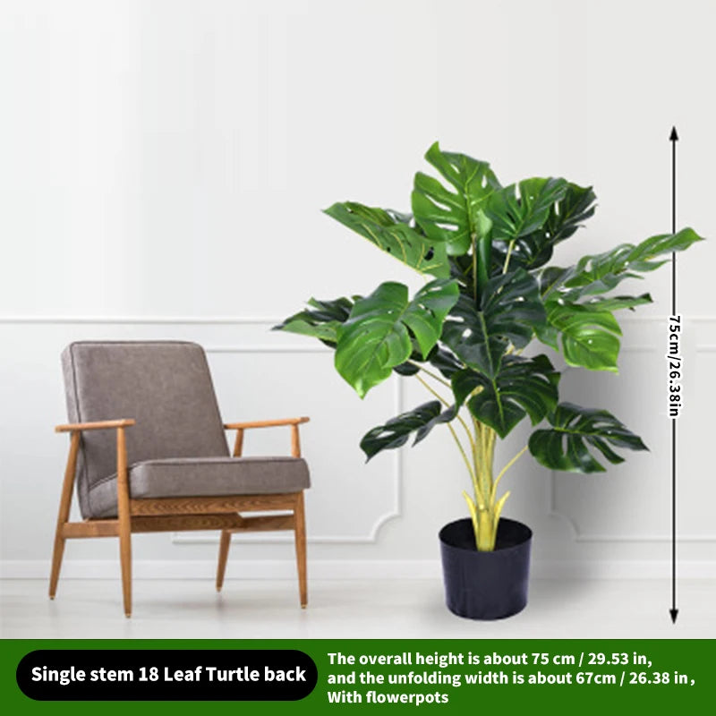 Large Tropical Palm Artificial Turtle, Bamboo Plant Branch, Plastic Turtle Leaves Used for DIY Family, Wedding Decoration