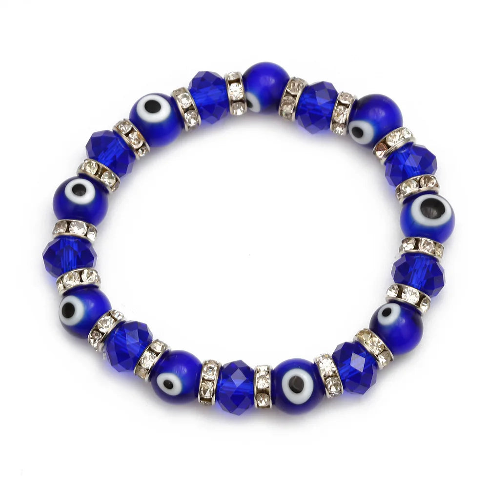 EVIL EYE Glass Bead Strand Bracelet Green Black Red Blue Turkish Eye Bracelet Adjustable Jewelry for Women Female Men EY6482