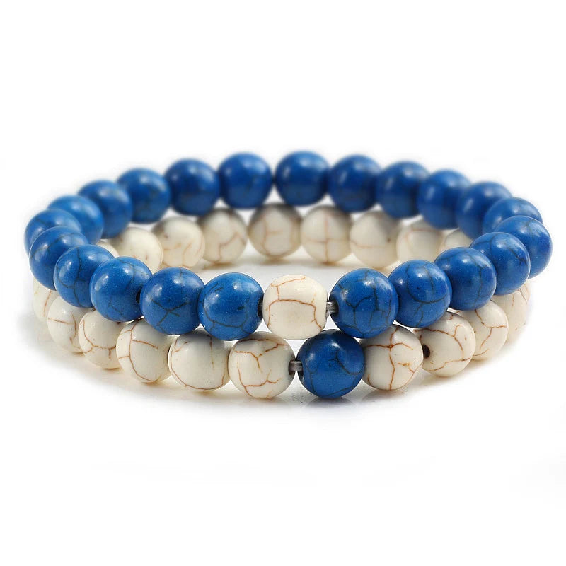 Hemasa 2Pcs/Set 8mm  Natural Stone Bracelet for Women