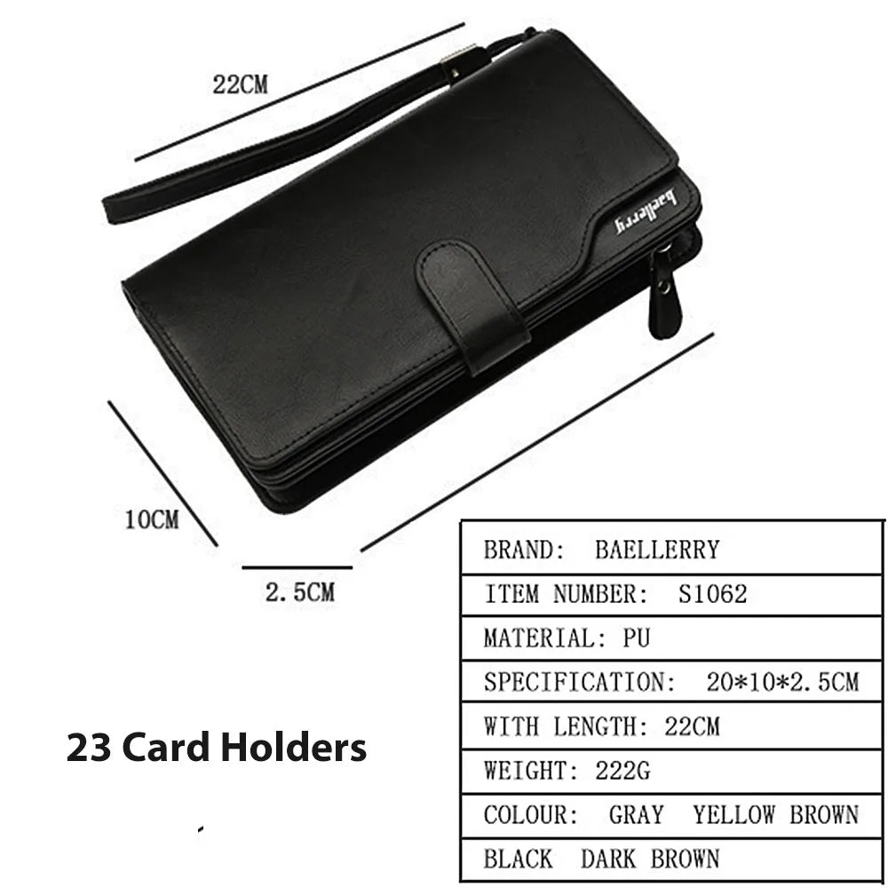 Hemasa  Men Wallets 21 Card Holders Name Engraving Male Purse Quality Zipper Large Capacity PU Leather Wallet For Men