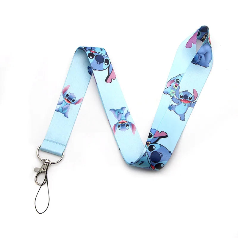 YQ774 Stitch and Pink Angel Lanyard Phone Strap for Keys ID Badge Holder Neck Strap Key Chains Cord Hang Rope Lariat Gift