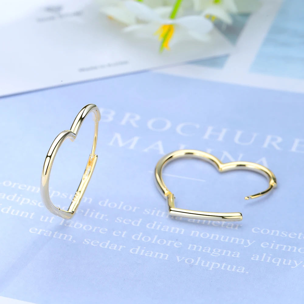 Hemasa  Silver Color Delicate Large Hollow Peach Heart Earring For Gift