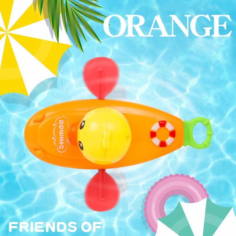 1 pcs Cute Cartoon Bath Toys Classic Water Toy Back Rowing Boat  Baby Bathing Swim Duck Chain Clockwork Toy for Children
