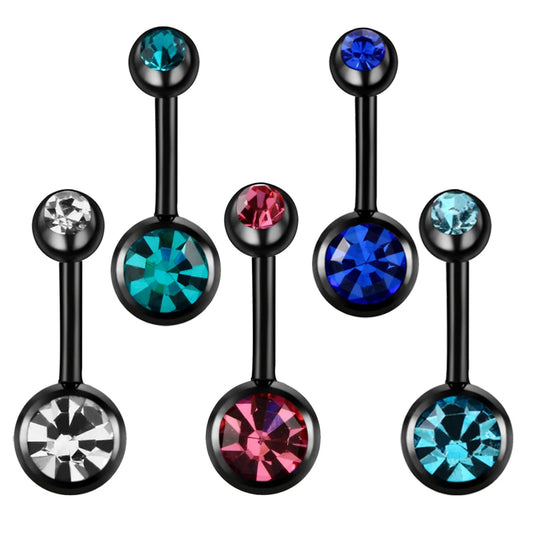 5Pcs/lot Stainless Steel Navel Piercing Crystal Belly Button Rings Rhinestone Belly Piercing Nombril Ombligo Women Body Jewel