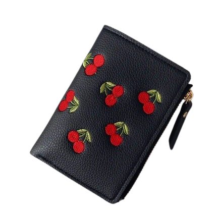 Hemasa New Cherry Fruit  Embroidery Women Purse Wallets Fashion Simple Students Wallet Small PU Leather Wallet Mini Card Holder Bags
