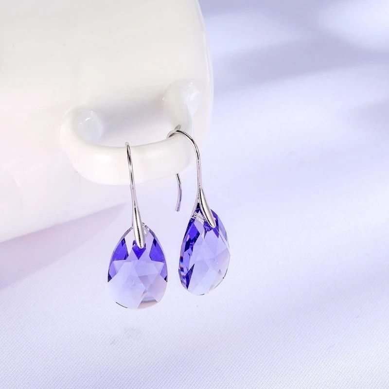 Women Fashion Water Drop Crystal Earrings  Dangle Earring CZ Charm Bridal Wedding Engagement Jewelry Gifts