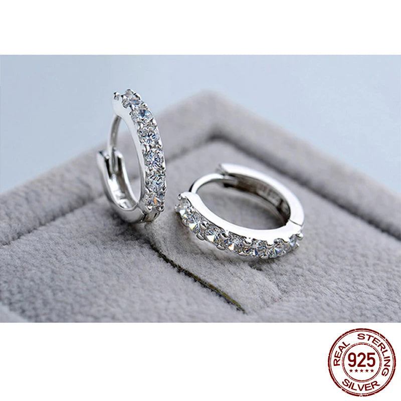 Hemasa 925 Sterling Silver Crystal Circle Earring For Women