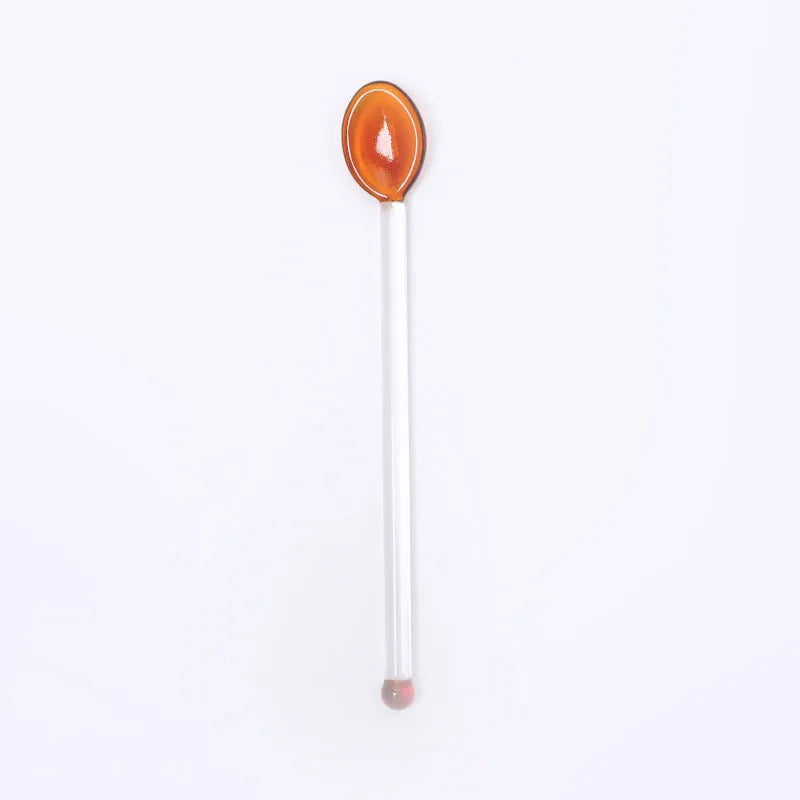 1pc Glass Dinnerware Spoon Tea Dessert Coffee Ice Cream Accessories Bar Tools New Long Handle Kitchen Accessories New