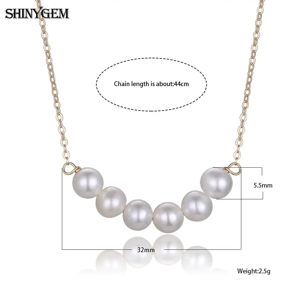 Hemasa  5mm Round Pearl Choker Gold Filled Necklace Small White Natural Freshwater Pearl Necklaces For Women