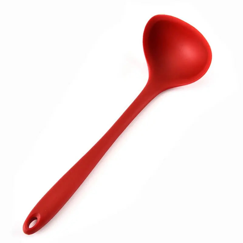 Hemasa 4 Pcs  Silicone Ladle Soup Spoon Curved Handle Heat Resistant Round Scoops