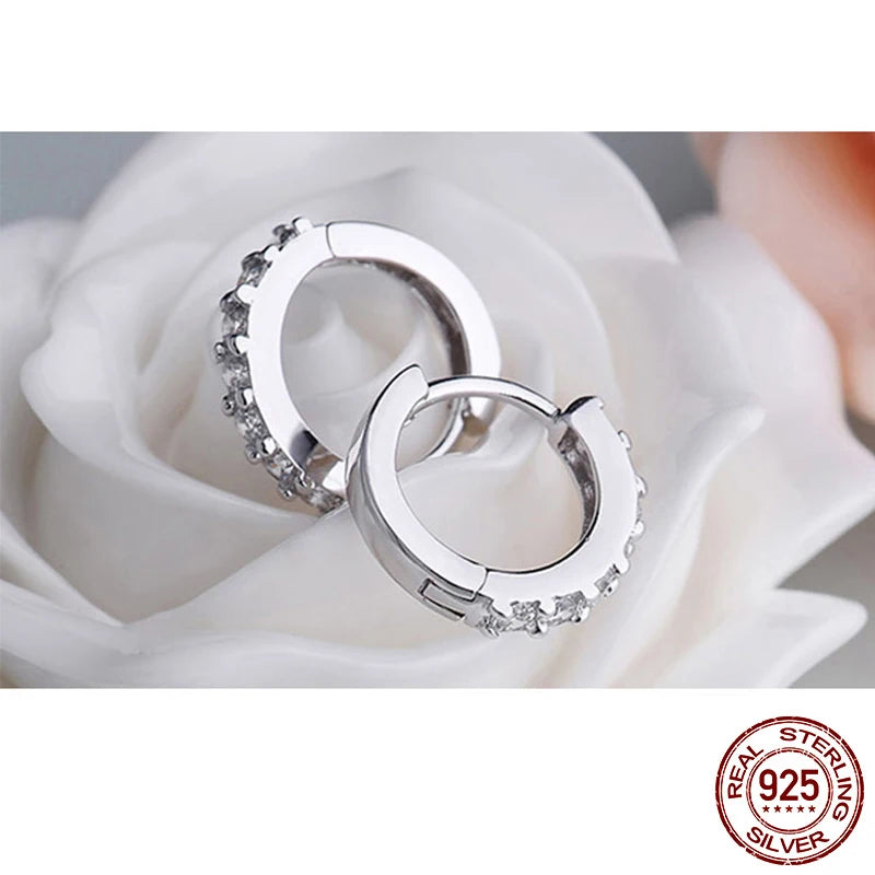 Hemasa 925 Sterling Silver Crystal Circle Earring For Women