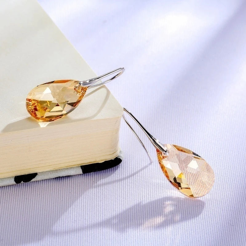 Women Fashion Water Drop Crystal Earrings  Dangle Earring CZ Charm Bridal Wedding Engagement Jewelry Gifts