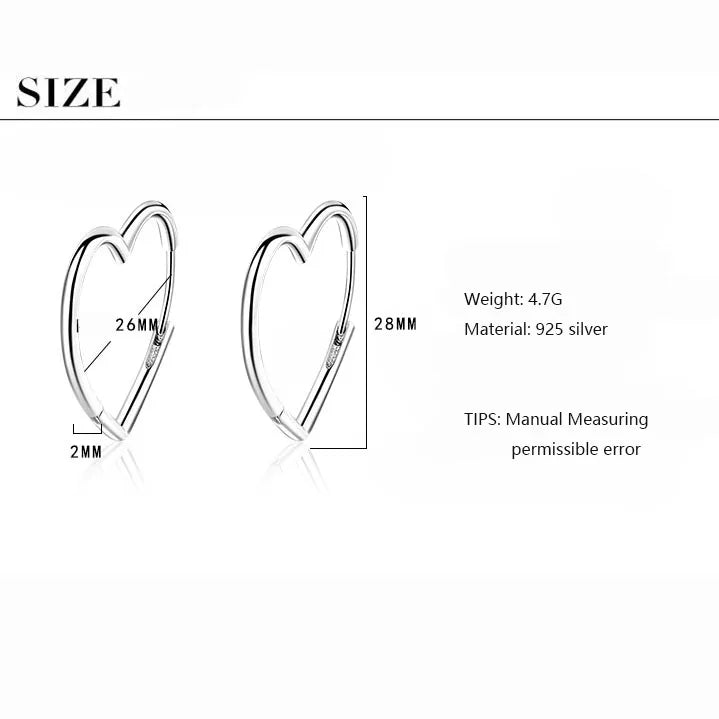 Hemasa  Silver Color Delicate Large Hollow Peach Heart Earring For Gift