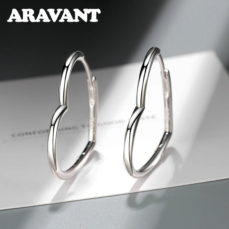 Hemasa  925 Silver Heart Hoop Earring For Woment